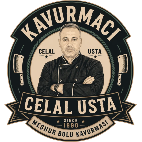 Kavurmacı Celal Usta logosu — meşhur Bolu kavurmacısı, 1990